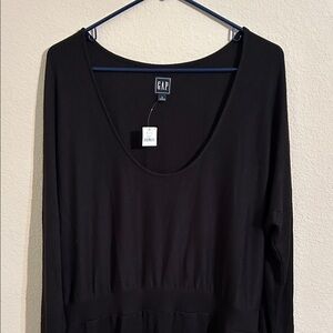 GAP Women's NWT Black Long Sleeve Dress with Asymmetrical Hem Stylish Trendy